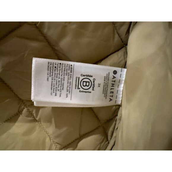 Athleta Whisper Featherless Puffer Parka Size 3X Beige Gold Quilted Coat Jacket - Picture 6 of 6
